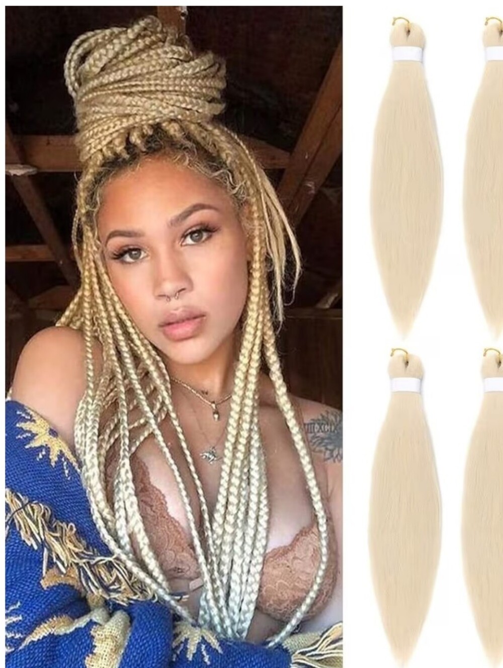 EZ BRAIDS BLONDE 2 PIECES 26 INCH PRE STRETCHED SYNTHETIC BRAIDING HAIR